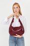Patent Leather Leather Knot Detailed Oval Form Leopard Lined Large Size (38X22) Women Shoulder Bag