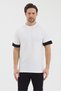 Men's white Jacquard fabric black thick stripe Sleeve Detail Printed Slim Fit t-shirt