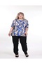 Big Size Women's Geometric Patterned Crew Neck T-Shirt 44-46-48-50-52-54-56-58 Comfortable Fit - 7