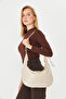 Patent Leather Leather Knot Detailed Oval Form Leopard Lined Large Size (38X22) Women Shoulder Bag - 5