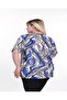 Large Size Women's Line Patterned Relaxed Fit T-Shirt 42-58 Modern Stylish Design - 3