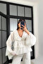 Women's White Ruffle Detail Sheer Blouse - 3