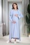 Yenisezon Blue Melange Special Design Shawl Collar Short Sleeve Buttoned Maternity Maternity Dressing Gown Nightgown Set of 2