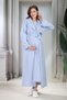 Yenisezon Blue Melange Special Design Shawl Collar Short Sleeve Buttoned Maternity Maternity Dressing Gown Nightgown Set of 2 - 3