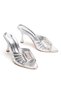 Women's Silver Stone Buckled Heeled Evening Dress Slipper - 2