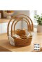 Çetiner group® interlocking 3-piece two-tone round wavy handle plastic rattan basket set – wicker-look multi-purpose organizers - 5