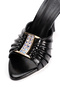 Women's Black Stone Buckled Heeled Evening Dress Slipper - 5