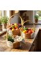 Çetiner group® interlocking 3-piece two-tone round wavy handle plastic rattan basket set – wicker-look multi-purpose organizers - 3