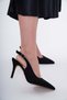 Black Suede 8.5 cm Belted Pointed Toe Stiletto Thin Heels Women's Shoes - 6