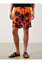 Trendlucky Men's Short Length Patterned Swim Shorts with Difference in Length - 2