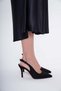 Black Suede 8.5 cm Belted Pointed Toe Stiletto Thin Heels Women's Shoes - 4