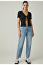 Tie-Front Ribbed Knit Short Sleeve Blouse Street Style - 3