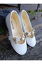 Girl's White Glittery Accessory Detail Comfortable Sole Children's White Ballet Flats Shoes - 2