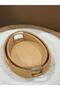 صينية تقديم راتان خشب Round Rattan Wood Serving Tray - 2