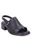 Dza07-9971815 Black Daily Orthopedic Block Heel Pcs Leather Women Sandals