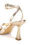 Women's Gold Stiletto Heel U Stylish Sandals with Cat Eye Detail - 7