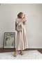 Women's Double Fabric Dress with Pockets - Light Beige - 5