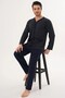 Long Sleeve Buttoned 100% Cotton Men's Pajama Set of Cotton