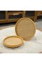 صينية تقديم راتان خشب Round Rattan Wood Serving Tray