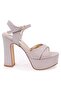 Dza07-337350 Gold Glittery Cross Strap Platform Heeled Women's Shoes - 2