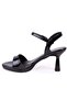 Dza07-5211465 Black Patent Leather Single Strap Platform Heeled Women's Shoes - 3