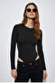 Women's Long Sleeve Basic Blouse -Black
