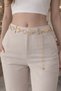 Women's Gold Color Patterned Chain Belt