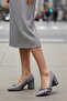Dza07-26890 Platinum Block Heel Classic Women's Shoes - 5