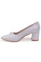 Dza07-26890 Silver Block Heel Classic Women's Shoes - 4