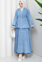 Women's Buttoned Skirted Two-Piece Denim Set - 4