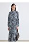 Lcw Modest Mixed Shirt Collar Patterned Waist-Fitted Dress