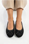 Black Tweed Fabric Buckle Mary Jane Ballerinas