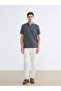 Anthracite Polo Neck Striped T-Shirt - 2