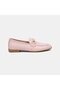 Women's Pink Metal Gold Buckle Accessory Leather Loafers - 2