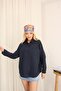 Women's Linen Oversized Shirt, Long and Comfortable Cut, Pocketed Buttons, Stylish Model Suitable for Hijab Combination.