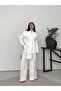 Women's Cape Shawl Detailed Design Jacket Trousers Suit - 3