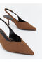 Brown Pointed Toe Women's Heeled Shoes - 3