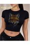 Black Babby Tee Stone Patterned Wolf Special Design