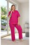 New Season Women's Pink Full Button Design Short Sleeve Summer Plus Size (Oversize) Pajama Set - 6