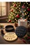 Merry Christmas Round Cookie Mold - Christmas Themed with the Text We Wish You a Merry Christmas