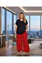 New Season Women's Black Summer Heart Patterned Design Short Sleeve Oversize (Oversized) Pajama Set - 2