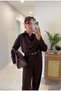 Combined Shawl Long Cuff Sleeve Design Shirt Palazzo High Waist Pants Premium Set - 3