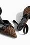 Women's Leopard Patterned Wrinkled Patent Leather Pointed Toe Cross-Strapped Thin Heeled Shoes - 4