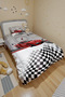 Red Race Car Patterned Single Duvet and Pillowcase - 3