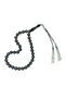 Turquoise Coral and Silver Inlaid B Ankle-Length Genuine Erzurum Oltu Stone Prayer Beads 8 mm