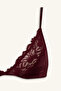 F9387Axbr210 Claret Red Lace Detailed Satin Cup-Free Padless Non-wired Bralet - 3