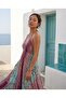 Elegant Authentic and Bohemian Tie-Detail Standard Size Imported Silk Maxi Dress Comes in Sizes 36-44 - 2