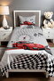 Red Race Car Patterned Single Baby Kids Piqué Set