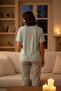 Women's Short Sleeve Stretch Fabric Pajama Set Blue - 5