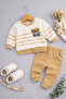 Baby Boy Bear Embroidered 2-Piece Set 100% Cotton - 2